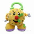 Clock-shaped Soft Plush Activity Toy with Mirror, Rattle and Movable Clock Hands